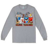 Heather Grey music teacher coffee cups Long Sleeve Tee - Zillion Design Studio