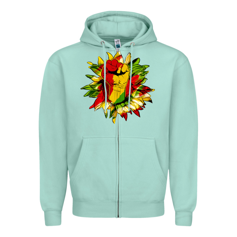 Juneteenth Sunflower Zipper Hoodie by HRA Design Shop | Teevron