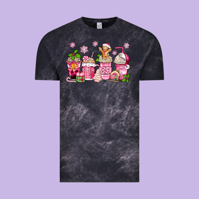 Pink Christmas Coffee Cups Vintage Tee Designed By Zillion Design Studio
