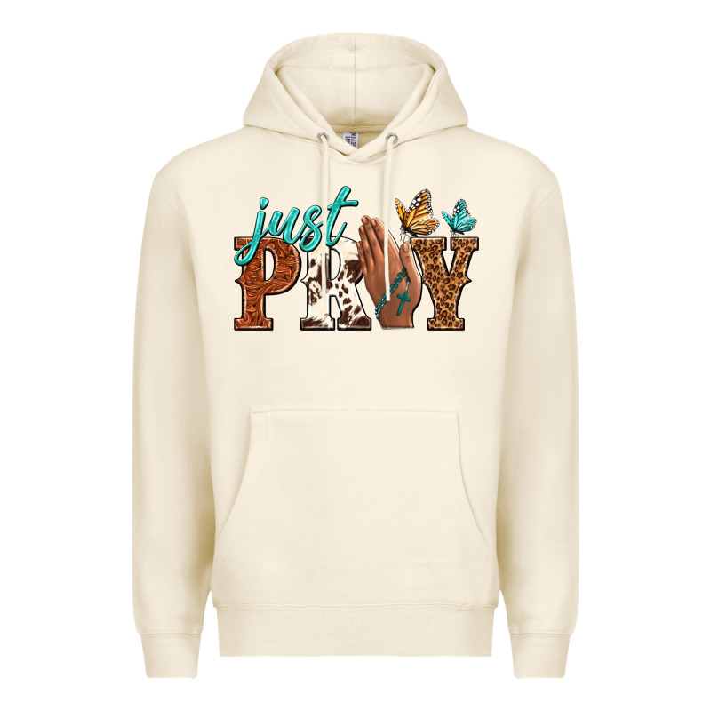 Just Pray Premium Hoodie by NancyCooperArtShop | Teevron