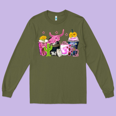 Neon Western Coffee Cups Long Sleeve Tee Designed By Zillion Design Studio