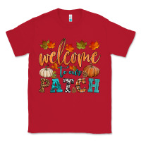 Red welcome to our patch Classic Tee - HRA Design Shop