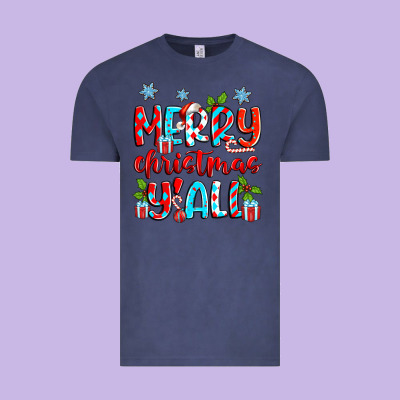 Merry Christmas Y'all Vintage Tee Designed By Zillion Design Studio