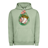 Pigment Oil Green baseball and western roses teardrop  6 Urban Hoodie - BundleAndBundleShop