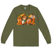 Army Green pumpkin spice latte coffee cups Long Sleeve Tee - Zillion Design Studio