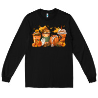 Black pumpkin spice latte coffee cups Long Sleeve Tee - Zillion Design Studio