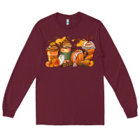 Burgundy pumpkin spice latte coffee cups Long Sleeve Tee - Zillion Design Studio