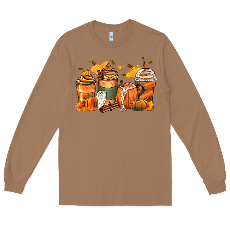 Pumpkin Spice Latte Coffee Cups Long Sleeve Tee by Zillion Design Studio | Teevron