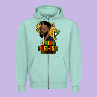 Juneteenth Living Freeish Since 1865 Zipper Hoodie Designed By Hra Design Shop