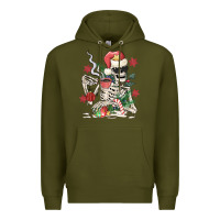 Army Green skeleton santa Premium Hoodie - MaliasSmallBusiness
