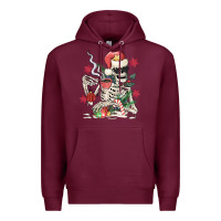 Burgundy skeleton santa Premium Hoodie - MaliasSmallBusiness