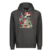 Charcoal Heather skeleton santa Premium Hoodie - MaliasSmallBusiness