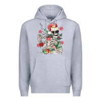Heather Grey skeleton santa Premium Hoodie - MaliasSmallBusiness