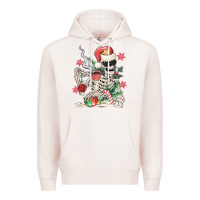 Pale Pink skeleton santa Premium Hoodie - MaliasSmallBusiness