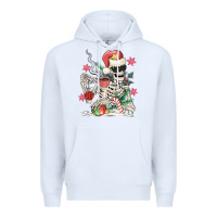 White skeleton santa Premium Hoodie - MaliasSmallBusiness
