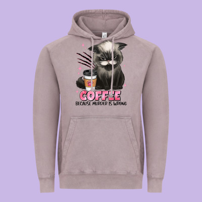 Coffee Because Murder Is Wrong Grumpy Cat Vintage Hoodie Designed By Jahusdesignshop