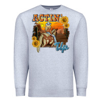 Heather Grey actinup with cowgirl Premium Sweatshirt - NancyCooperArtShop