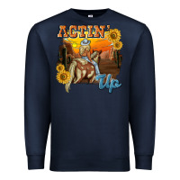 Navy actinup with cowgirl Premium Sweatshirt - NancyCooperArtShop