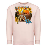 Pale Pink actinup with cowgirl Premium Sweatshirt - NancyCooperArtShop