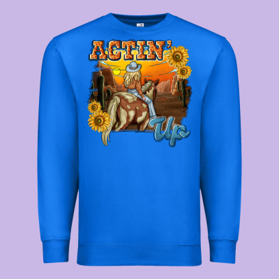 Actinup With Cowgirl Premium Sweatshirt Designed By Nancycooperartshop