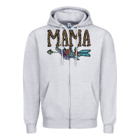 Heather Grey mama Zipper Hoodie - CowhideDigitalArt