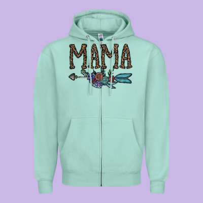 Mama Zipper Hoodie Designed By Cowhidedigitalart