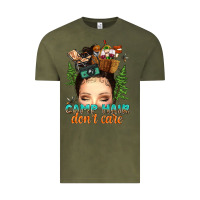 Vintage Olive messy bun camp hair dont care Vintage Tee - texasbilliewilder