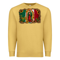 Our Lady Of Guadalupe Mexican Flag Background Premium Sweatshirt | Teevron