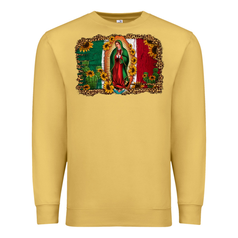 Our Lady Of Guadalupe Mexican Flag Background Premium Sweatshirt by Jasminsmagicworld | Teevron