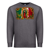 Charcoal Heather our lady of Guadalupe Mexican flag background Premium Sweatshirt - Jasminsmagicworld