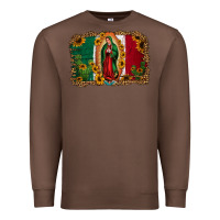 Chestnut our lady of Guadalupe Mexican flag background Premium Sweatshirt - Jasminsmagicworld