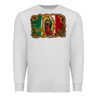 Dove Grey our lady of Guadalupe Mexican flag background Premium Sweatshirt - Jasminsmagicworld