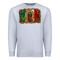 Heather Grey our lady of Guadalupe Mexican flag background Premium Sweatshirt - Jasminsmagicworld