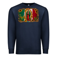 Navy our lady of Guadalupe Mexican flag background Premium Sweatshirt - Jasminsmagicworld