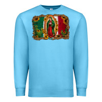 Ocean Blue our lady of Guadalupe Mexican flag background Premium Sweatshirt - Jasminsmagicworld