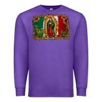 Purple our lady of Guadalupe Mexican flag background Premium Sweatshirt - Jasminsmagicworld