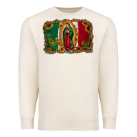Sandshell our lady of Guadalupe Mexican flag background Premium Sweatshirt - Jasminsmagicworld