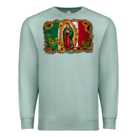 Seafoam our lady of Guadalupe Mexican flag background Premium Sweatshirt - Jasminsmagicworld