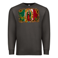 Smoke our lady of Guadalupe Mexican flag background Premium Sweatshirt - Jasminsmagicworld