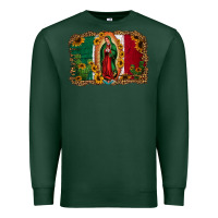 Sports Green our lady of Guadalupe Mexican flag background Premium Sweatshirt - Jasminsmagicworld