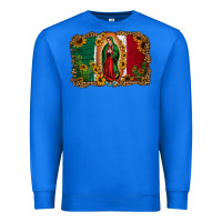 True Royal our lady of Guadalupe Mexican flag background Premium Sweatshirt - Jasminsmagicworld