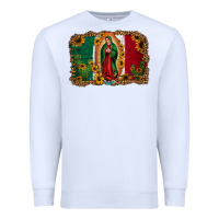 White our lady of Guadalupe Mexican flag background Premium Sweatshirt - Jasminsmagicworld