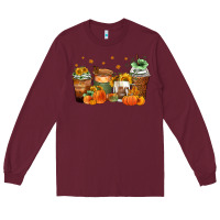 Burgundy fall coffee cups Long Sleeve Tee - Zillion Design Studio