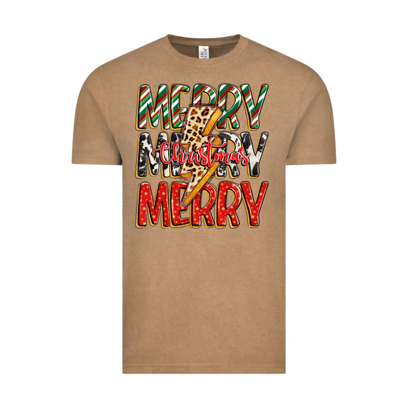 Merry Christmas Lightning Bolt Vintage Tee by Zillion Design Studio | Teevron