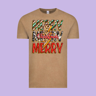 Merry Christmas Lightning Bolt Vintage Tee Designed By Zillion Design Studio