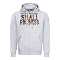 Heather Grey minding my own small bussiness Zipper Hoodie - CowhideDigitalArt