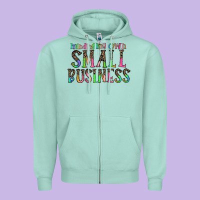 Minding My Own Small Bussiness Zipper Hoodie Designed By Cowhidedigitalart