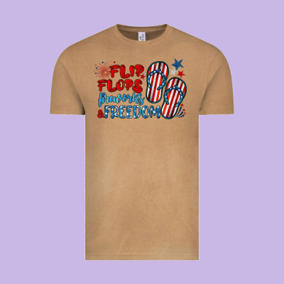 Flip Flops Fireworks & Freedom Vintage Tee Designed By Barkaloodesign