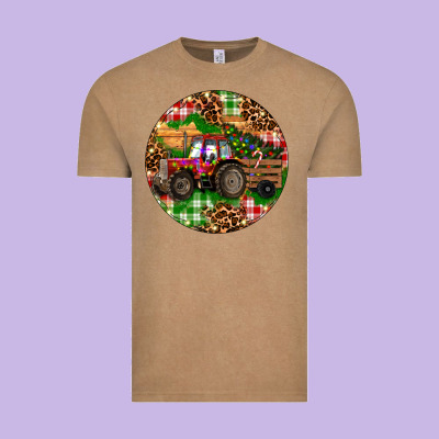 Vintage Tee Christmas Farm Red Tractor