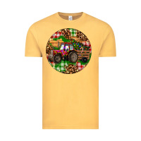Vintage Mustard Christmas Farm Red Tractor Vintage Tee - RanaPortraitStore